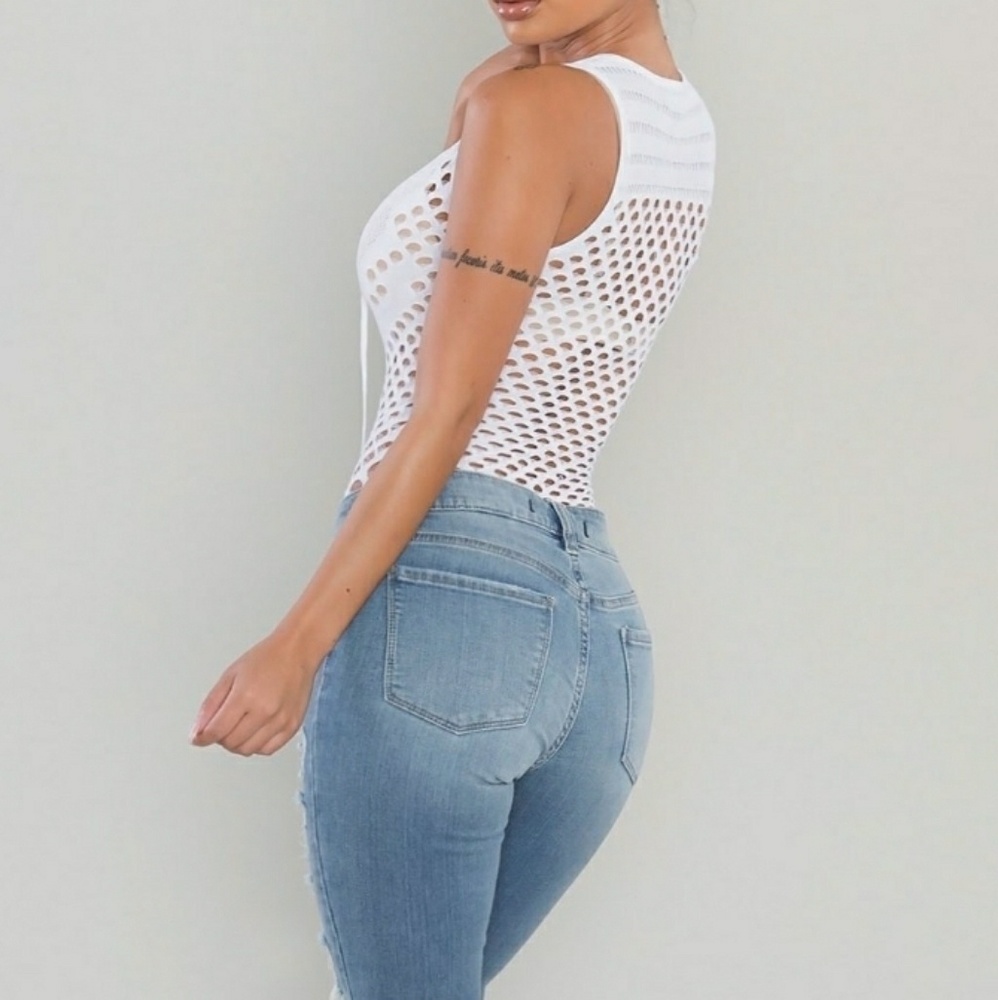 Sexy Knit Bodysuit in White NWT - Picture 3 of 4